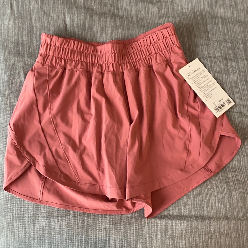 NWT sz 6 Lululemon Track That Shorts Cherry Tint